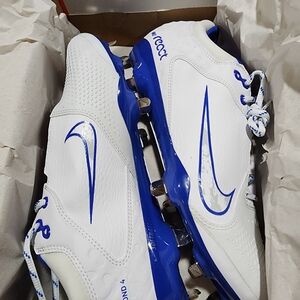 Nike White and Blue Athletic Cleats